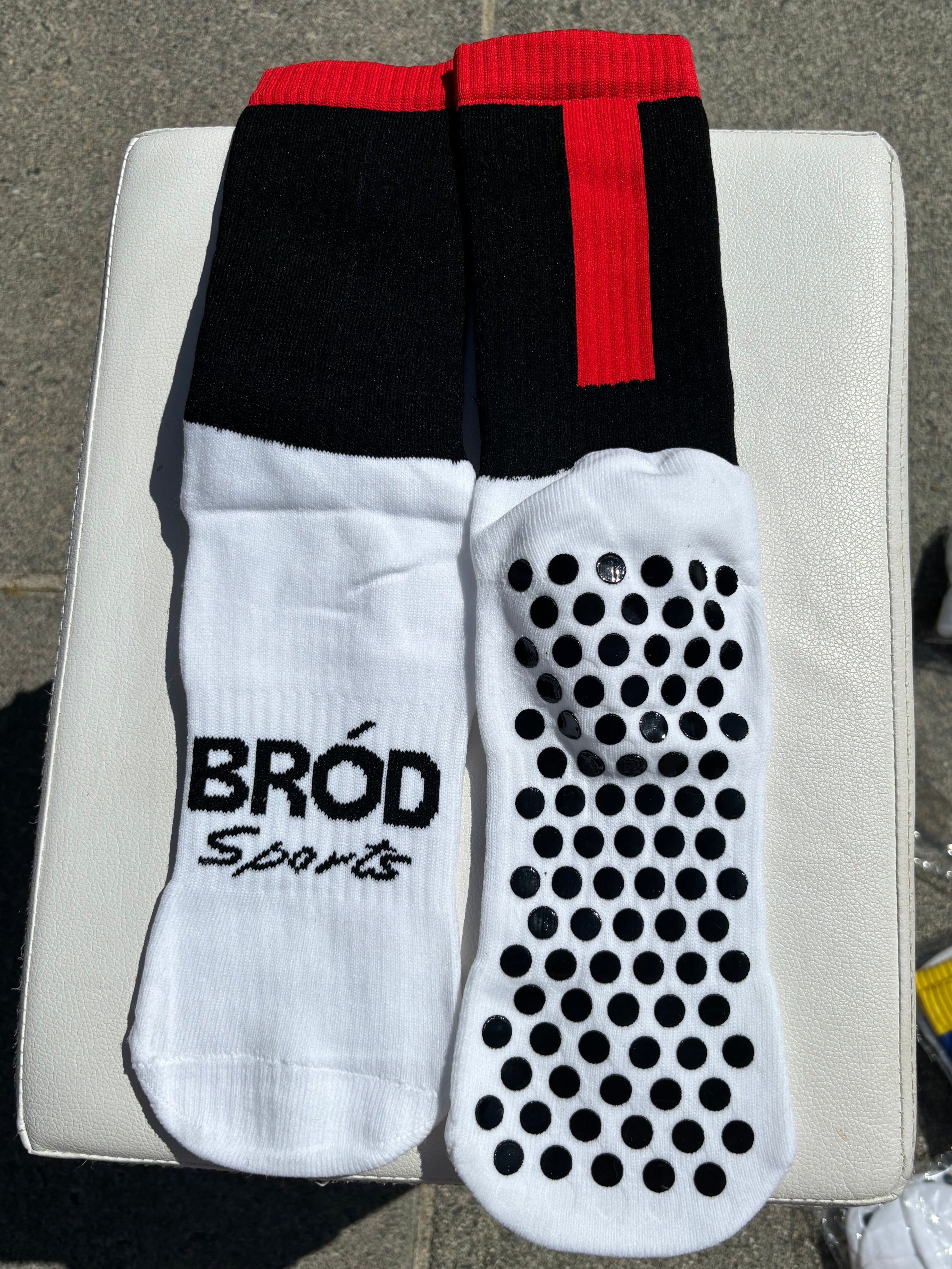 Red and Black Grip Socks