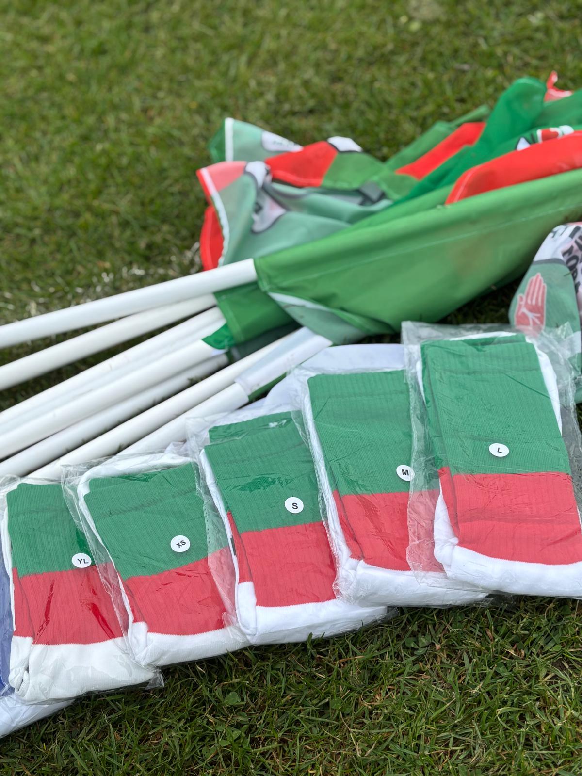 Red And Green Grip Socks