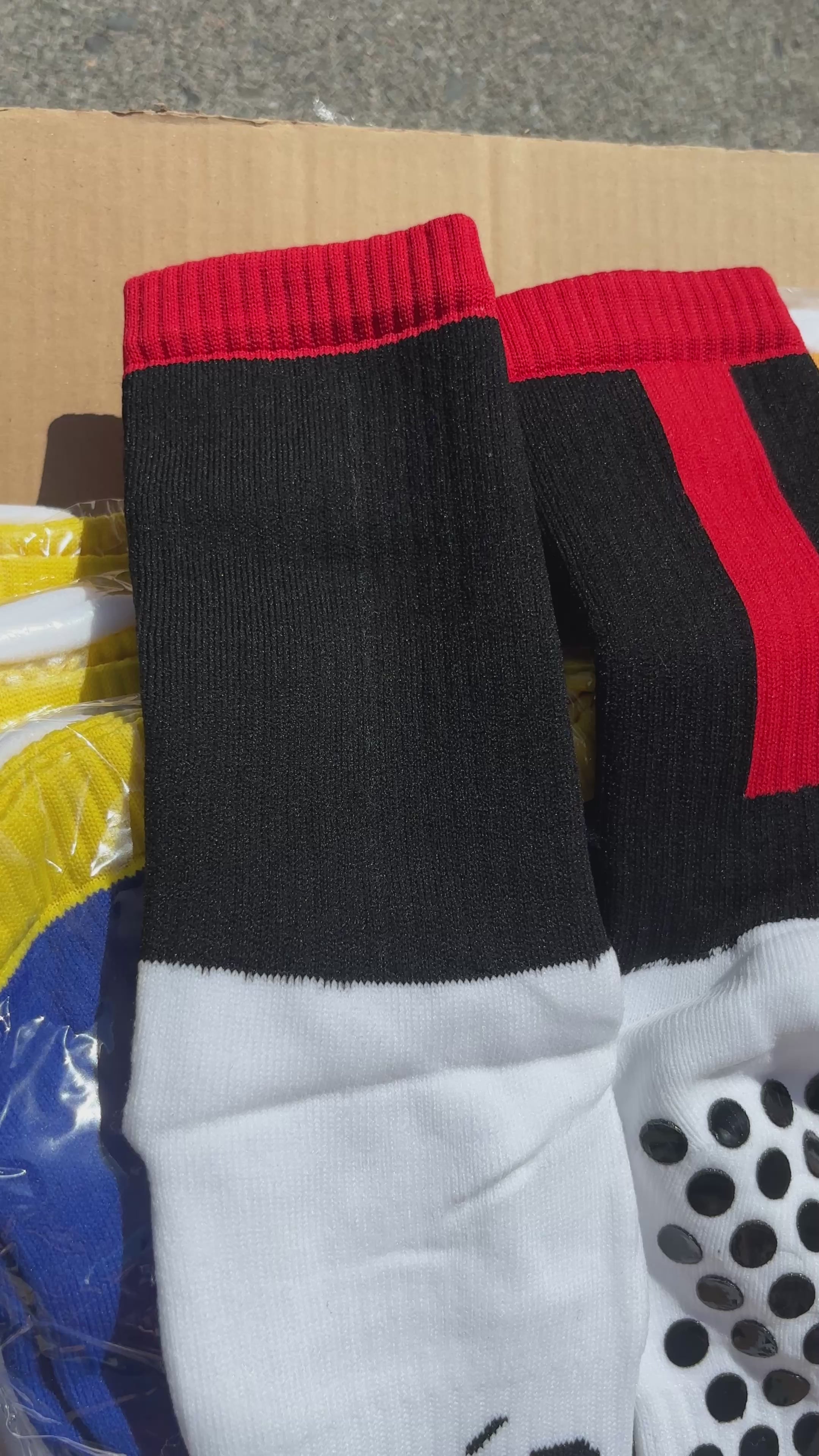 Red and Black Grip Socks